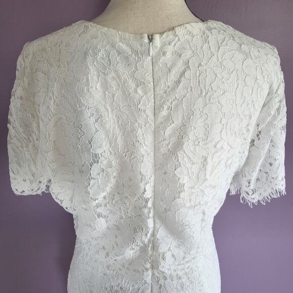 NWT Lulus Devotion White Lace Scalloped Layered Short Sleeve Formal Dress - Picture 11 of 16